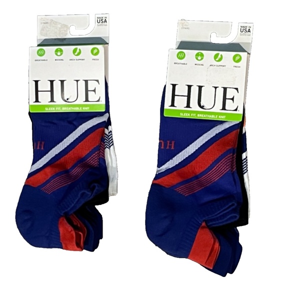 NEW Hue Women's 2- 3 Packs Air Sleek Tab Cushion Socks, Black/White/Blue - Picture 2 of 12